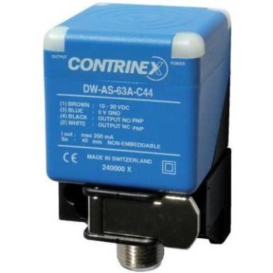 Induktív közelítés érzékelő 40 x 40 mm, kapcsolási távolság: 40 mm, Contrinex DW-AS-63A-C44 Induktív közelítés érzékelő 40 x 40 mm, kapcsolási távolság: 40 mm, Contrinex DW-AS-63A-C44