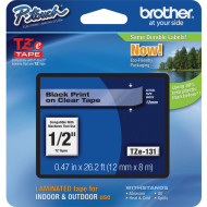 BROTHER TZE-131 LAMINATED TAPE 12MM 8M BLACK ON CLEAR