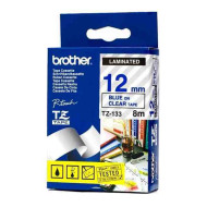 BROTHER TZE-133 LAMINATED TAPE 12MM 8M BLUE ON CLEAR