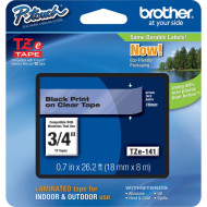 BROTHER TZE-141 LAMINATED TAPE 18MM 8M BLACK ON CLEAR
