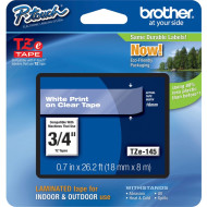 BROTHER TZE-145 LAMINATED TAPE 18MM 8M WHITE ON CLEAR
