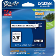 BROTHER TZE-221 LAMINATED TAPE 9MM 8M BLACK ON WHITE