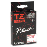 BROTHER TZE-222 LAMINATED TAPE 9MM 8M RED ON WHITE