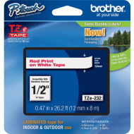 BROTHER TZE-232 LAMINATED TAPE 12MM 8M RED ON WHITE