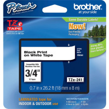 BROTHER TZE-241 LAMINATED TAPE 18MM 8M BLACK ON WHITE