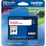BROTHER TZE-242 LAMINATED TAPE 18MM 8M RED ON WHITE