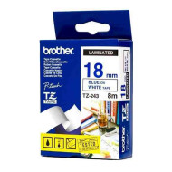 BROTHER TZE-243 LAMINATED TAPE 18MM 8M BLUE ON WHITE
