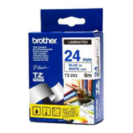BROTHER TZE-253 LAMINATED TAPE 24MM 8M BLUE ON WHITE