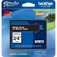 BROTHER TZE-345 LAMINATED TAPE 18MM 8M WHITE ON BLACK
