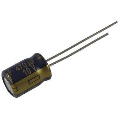 Elektrolit kondenzátor, álló elkó, FC sorozat, 470µF 10V 105 °C, PANASONIC Elektrolit kondenzátor, álló elkó, FC sorozat, 470µF 10V 105 °C, PANASONIC