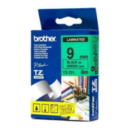 BROTHER TZE-721 LAMINATED TAPE 9MM 8M BLACK ON GREEN