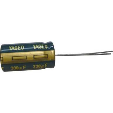 Elektrolit kondenz&aacute;tor, radi&aacute;lis, &aacute;ll&oacute;, 2,5 mm 150 &micro;F 6,3 V 20 % (&Oslash; x Ma) 5 x 11 mm Yageo SC006M0150BZF-0511