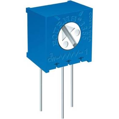 Miniatűr line&aacute;ris trimmer potm&eacute;ter, &aacute;ll&oacute; kivitelű, oldals&oacute; &aacute;ll&iacute;t&aacute;ssal 0.5 W 100 kΩ 310 &deg; Bourns 3386X-1-104LF