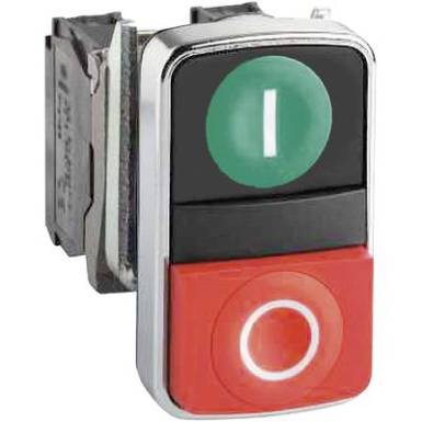 Kettős nyom&oacute;gomb, lapos, feh&eacute;r/fekete, Schneider Electric Harmony ZB4BA7120