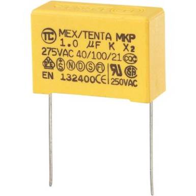 MKP kondenzátor X2, 1 µF, 275 V/AC, ±10 %, 32 x 13 x 23 mm, raszter: 27,5 mm MKP kondenzátor X2, 1 µF, 275 V/AC, ±10 %, 32 x 13 x 23 mm, raszter: 27,5 mm