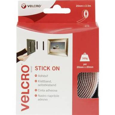 Öntapadó tépőzár szalag, 2,5 m x 20 mm, fehér, Stick On EC60214 Öntapadó tépőzár szalag, 2,5 m x 20 mm, fehér, Stick On EC60214