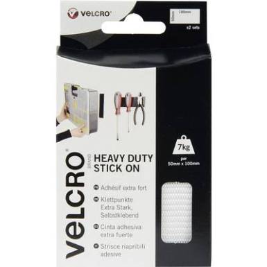 Tépőzár szalag, extra erős, 100 mm x 50 mm, fehér, Stick On, 2 pár Tépőzár szalag, extra erős, 100 mm x 50 mm, fehér, Stick On, 2 pár