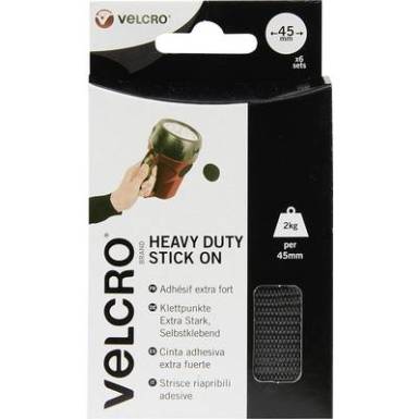 Extra erős tépőzár pontok, (Ø) 45 mm , fekete, Stick On EC60248, 6 pár Extra erős tépőzár pontok, (Ø) 45 mm , fekete, Stick On EC60248, 6 pár