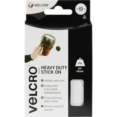 Extra erős tépőzár pontok, (Ø) 45 mm , fehér, Stick On EC60249, 6 pár Extra erős tépőzár pontok, (Ø) 45 mm , fehér, Stick On EC60249, 6 pár
