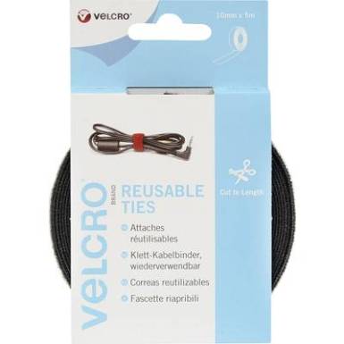 Tépőzáras méretre vágható kábelkötöző, 5 m x 10 mm, fekete, EC60253 Tépőzáras méretre vágható kábelkötöző, 5 m x 10 mm, fekete, EC60253