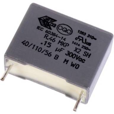 MKP fóliakondenzátor 1 µF 10 % raszterméret 22.5 mm Kemet X2 46K 1 db MKP fóliakondenzátor 1 µF 10 % raszterméret 22.5 mm Kemet X2 46K 1 db