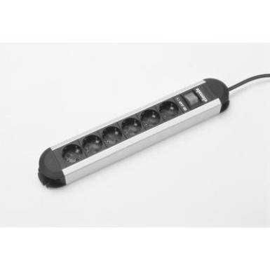 H&aacute;l&oacute;zati eloszt&oacute; kapcsol&oacute;val, 6 r&eacute;szes, alu/fekete, Bachmann Electric 330071