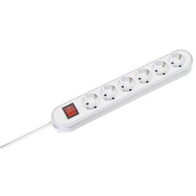 Hálózati elosztó kapcsolóval, 6 részes, fehér, Bachmann Electric 381.251K Hálózati elosztó kapcsolóval, 6 részes, fehér, Bachmann Electric 381.251K