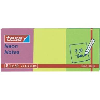 Post-it Tesa® Neon Notes 3 x 80 lap, rózsaszín/sárga/zöld 40 x 50 mm TESA 56001 Post-it Tesa® Neon Notes 3 x 80 lap, rózsaszín/sárga/zöld 40 x 50 mm TESA 56001