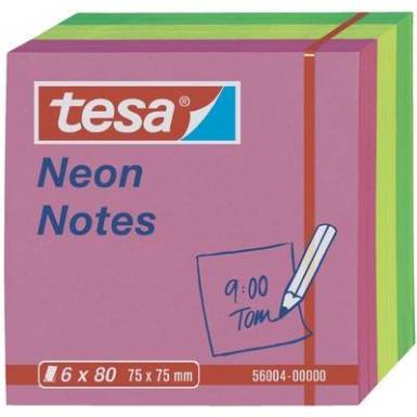 Post-it Tesa® Neon Notes, 6 x 80 lap, rózsaszín/sárga/zöld 75 x 75 mm TESA 56004 Post-it Tesa® Neon Notes, 6 x 80 lap, rózsaszín/sárga/zöld 75 x 75 mm TESA 56004