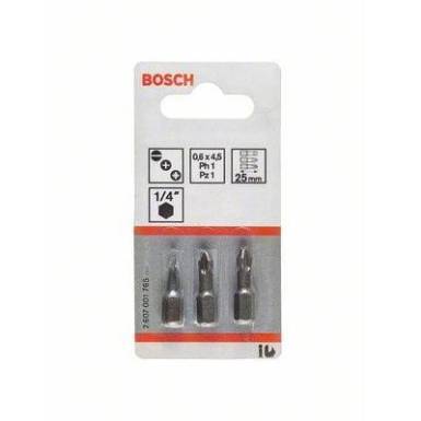 Csavarozó bit készlet extrakemény, 3 részes, PZ1, PZ2, PZ3, 89 mm Bosch 2607001761 hossz:89 mm Csavarozó bit készlet extrakemény, 3 részes, PZ1, PZ2, PZ3, 89 mm Bosch 2607001761 hossz:89 mm