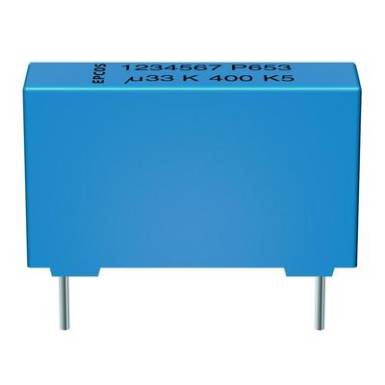 MKP fóliakondenzátor, radiális 0,22 µF 1000 V/DC 5 % 27,5 mm, 31.5 x 11 x 21 mm Epcos Fémes polipropilén kondenzátor MKP fóliakondenzátor, radiális 0,22 µF 1000 V/DC 5 % 27,5 mm, 31.5 x 11 x 21 mm Epcos Fémes polipropilén kondenzátor