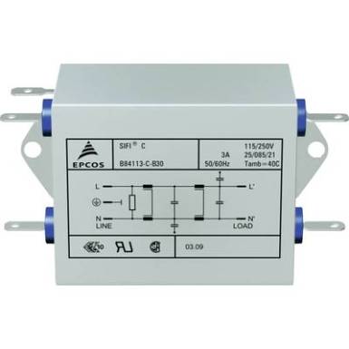 Epcos Hálózati zavarszűrő, SIFI C, nagy csillapítás STANDARD SZŰRŐ, SIFI C, 2X3A 250V 115/250 V/50-60 Hz 3 A Epcos Hálózati zavarszűrő, SIFI C, nagy csillapítás STANDARD SZŰRŐ, SIFI C, 2X3A 250V 115/250 V/50-60 Hz 3 A
