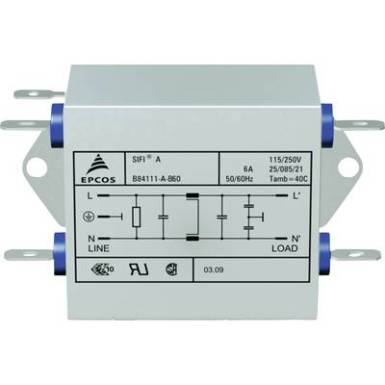 Epcos Hálózati zavarszűrő SIFI A, normál csillapítás STANDARD SZŰRŐ, SIFI A, 2X6A 250V 115/250 V/50-60 Hz 6 A Epcos Hálózati zavarszűrő SIFI A, normál csillapítás STANDARD SZŰRŐ, SIFI A, 2X6A 250V 115/250 V/50-60 Hz 6 A