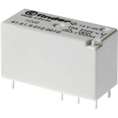 Alacsony dugaszolható-/nyák relé 12 V/DC 1 váltó 16 A 250 V/AC 30 V/DC, Finder 41.61.9.012.0010 Alacsony dugaszolható-/nyák relé 12 V/DC 1 váltó 16 A 250 V/AC 30 V/DC, Finder 41.61.9.012.0010