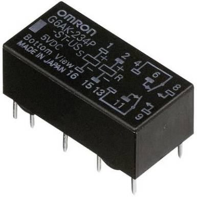 Jelzőrelé, bistabil, 24 V/DC 2 váltó (30 V/DC) 2 A/ (125 V/AC) 0,5 A Omron G6AK-274P-ST-US 24 VDC Jelzőrelé, bistabil, 24 V/DC 2 váltó (30 V/DC) 2 A/ (125 V/AC) 0,5 A Omron G6AK-274P-ST-US 24 VDC