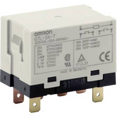 Nagy teljesítményű relé 24 V/DC 2 záró, 25 A 250 V/AC, 5500 VA, Omron G7L-2A-T 24 VDC Nagy teljesítményű relé 24 V/DC 2 záró, 25 A 250 V/AC, 5500 VA, Omron G7L-2A-T 24 VDC