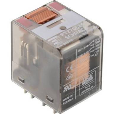 Miniatűr rel&eacute; 24 V/DC 4 v&aacute;lt&oacute; 6 A 250 V/AC, 1500 VA, TE Connectivity PT570024