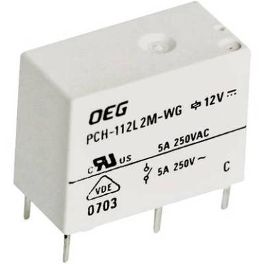 Miniatűr nyák teljesítmény relé 12 V/DC 1 záró, 5 A 250 V/AC, 400 V/AC 1250 VA, TE Connectivity PCH-112L2M-WG Miniatűr nyák teljesítmény relé 12 V/DC 1 záró, 5 A 250 V/AC, 400 V/AC 1250 VA, TE Connectivity PCH-112L2M-WG