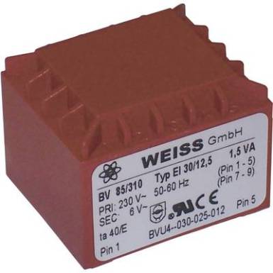 Transzformátor 1,5VA 230V / 24V / 63MA Transzformátor 1,5VA 230V / 24V / 63MA