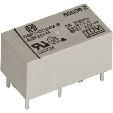 Teljesítmény relé 24 V 2 záró, 5 A 30 V/DC 250 V/AC 1250 VA/150 W, Panasonic DSP2A24 Teljesítmény relé 24 V 2 záró, 5 A 30 V/DC 250 V/AC 1250 VA/150 W, Panasonic DSP2A24