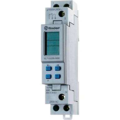 Elektronikus időkapcsoló óra, heti programmal 230 V/AC 1 váltó, 16 A 250 V/AC, Finder 12.71.8.230.0000 Elektronikus időkapcsoló óra, heti programmal 230 V/AC 1 váltó, 16 A 250 V/AC, Finder 12.71.8.230.0000