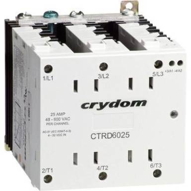 3 f&aacute;zis&uacute; f&eacute;lvezető rel&eacute; 3 x 25 A 48 - 600 V/AC, Crydom CTRD6025