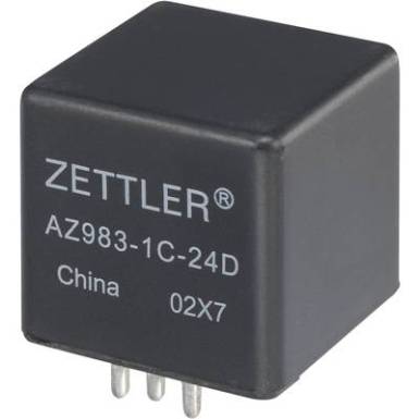 Autós relé, 12 VDC, 60 A/75 VDC, 1120 W, MINI ISO, Zettler Electronics AZ983-1C-12D Autós relé, 12 VDC, 60 A/75 VDC, 1120 W, MINI ISO, Zettler Electronics AZ983-1C-12D