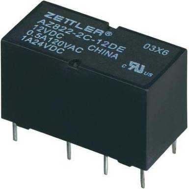 Szubminiatűr DIP rel&eacute; 12 V/DC 2 v&aacute;lt&oacute;, 1 A 24 V/DC/120 V/AC, Zettler Electronics AZ822-2C-12DE