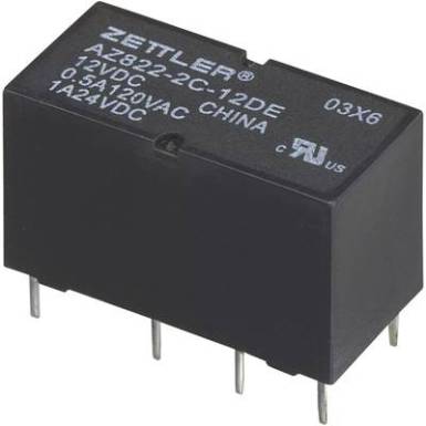 Szubminiatűr DIP relé 12 V/DC 2 váltó, 1 A 24 V/DC/120 V/AC, Zettler Electronics AZ822-2C-12DSE Szubminiatűr DIP relé 12 V/DC 2 váltó, 1 A 24 V/DC/120 V/AC, Zettler Electronics AZ822-2C-12DSE