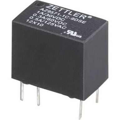 Szubminiatűr nyák relé 3 V/DC 1 váltó, 1 A, 60 V/DC/125 V/AC, Zettler Electronics AZ9571-1C-3DSE Szubminiatűr nyák relé 3 V/DC 1 váltó, 1 A, 60 V/DC/125 V/AC, Zettler Electronics AZ9571-1C-3DSE