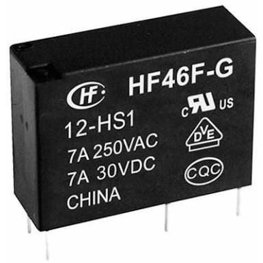 Hálózati relé 5 V/DC 1 váltó, 10 A 30 V/DC/ 277 V/AC 2770 VA/ 300 W, Hongfa HF46F-G/005-HS1 Hálózati relé 5 V/DC 1 váltó, 10 A 30 V/DC/ 277 V/AC 2770 VA/ 300 W, Hongfa HF46F-G/005-HS1