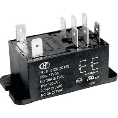 Teljesítmény relé 24 V/DC 2 váltó 30 A 277 V/AC 8310 VA, Hongfa HF92F-024D-2C21S Teljesítmény relé 24 V/DC 2 váltó 30 A 277 V/AC 8310 VA, Hongfa HF92F-024D-2C21S