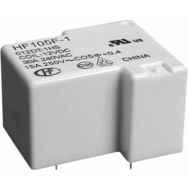 Miniatűr teljesítményrelé 12 V/DC, 2 váltó 10 A/240 V/AC 28 V/DC 277 V/AC, Hongfa HF105F-1/012DT-1ZST Miniatűr teljesítményrelé 12 V/DC, 2 váltó 10 A/240 V/AC 28 V/DC 277 V/AC, Hongfa HF105F-1/012DT-1ZST