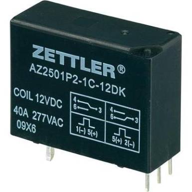 Bistabil nagyteljesítményű relé 12 V/DC 1 váltó, 50 A 440 V/AC 13850 VA, Zettler Electronics AZ2501P2-1C-12DK Bistabil nagyteljesítményű relé 12 V/DC 1 váltó, 50 A 440 V/AC 13850 VA, Zettler Electronics AZ2501P2-1C-12DK